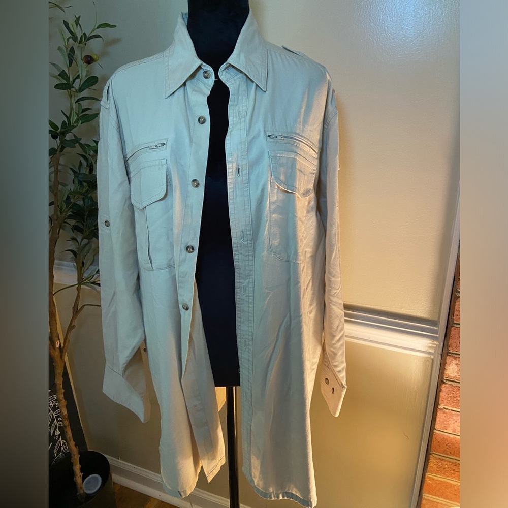 Fox Fire Men’s Button Down Utility Shirt Tan Size L